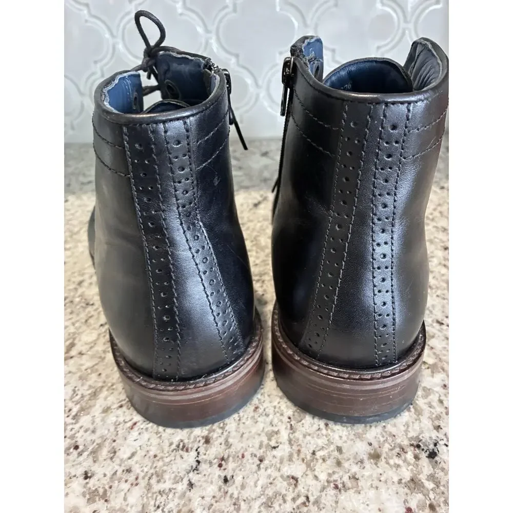 Johnston & Murphy Boots Mens 12M XC Flex Raleigh Cape Toe Boot Black Sheepskin
